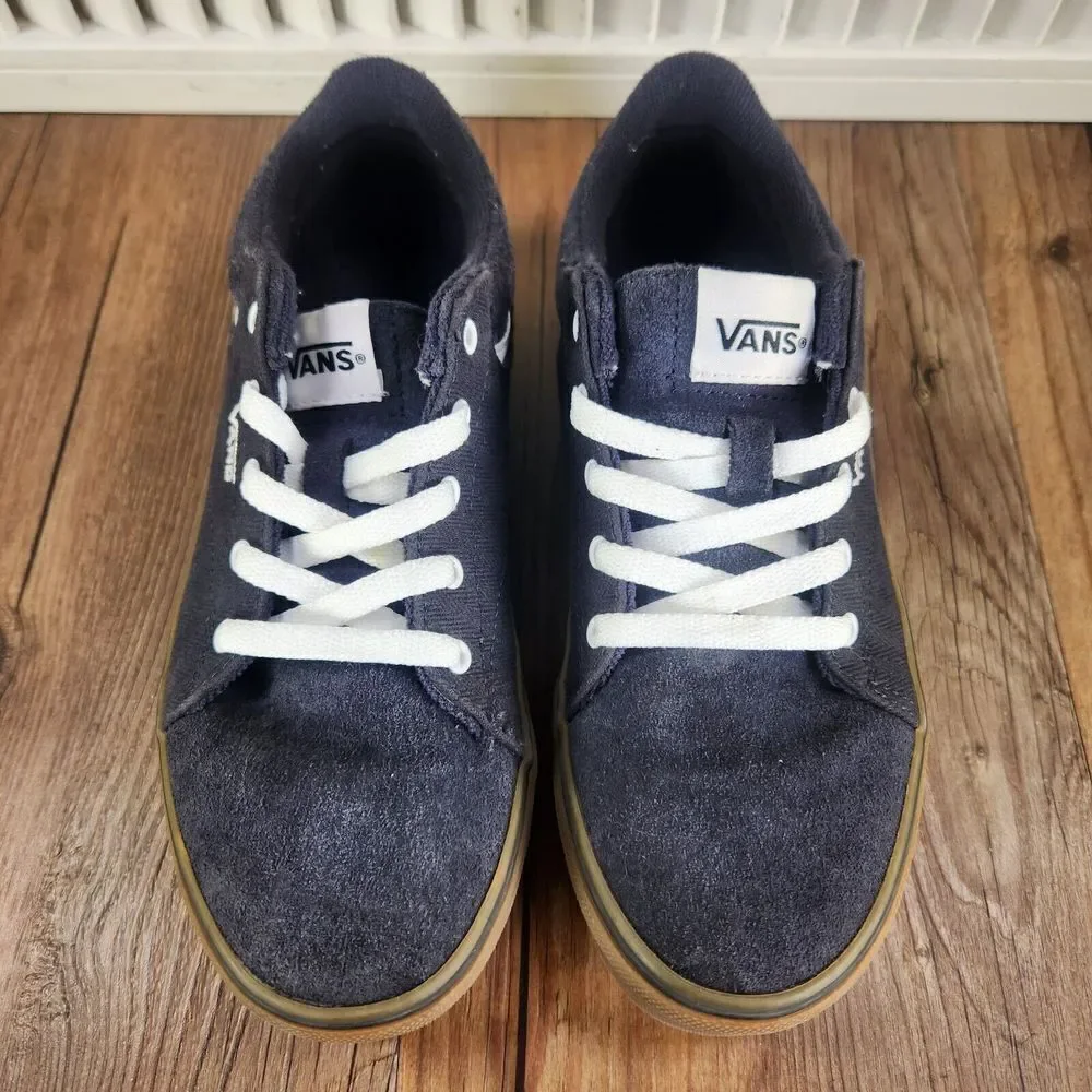 VANS Seldan Youth Sz 4 Navy Blue Suede Canvas Gum Sole Skate Low Sneakers Shoes